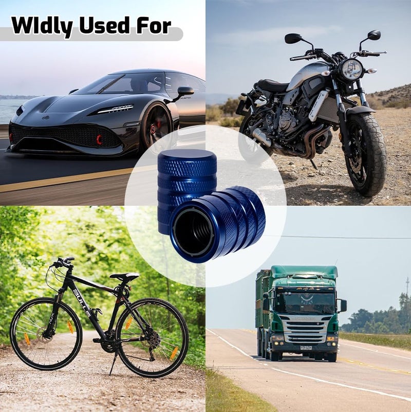 SYSDTTD 4-Piece Anodized Aluminum-Plastic Composite Tire Valve Stem Caps with Integrated Plastic Sleeve,Corrosion-Resistant and Universal Fit,Suitable for Cars, Trucks, and Motorcycles (Blue) - Image 5